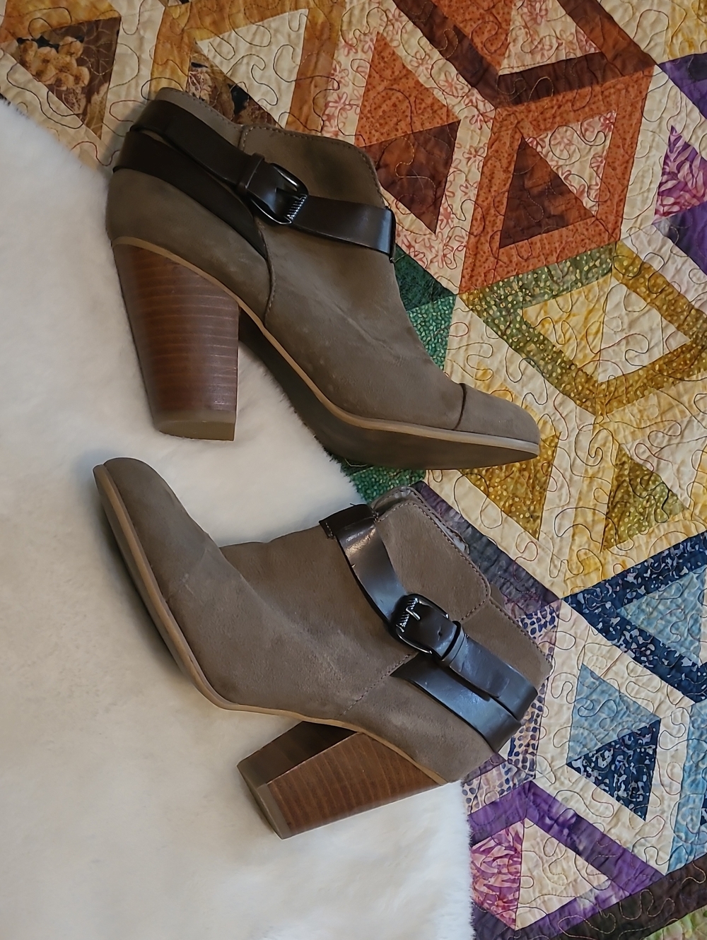 Carlos Santana Faux Leather Harvest Western Brown Heel Ankle Booties